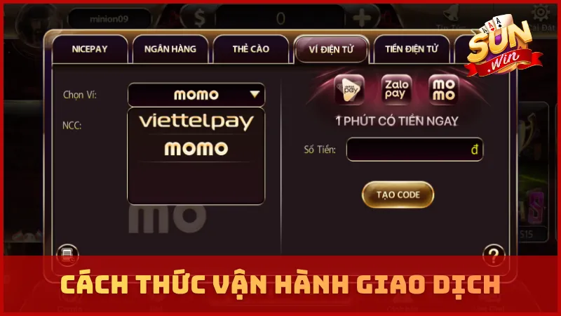 Cách thức vận hành giao dịch SUNWIN