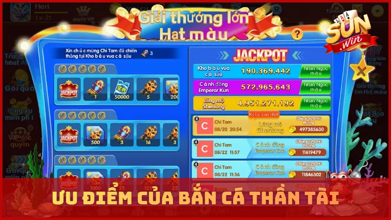 Ưu điểm của bắn cá Thần Tài